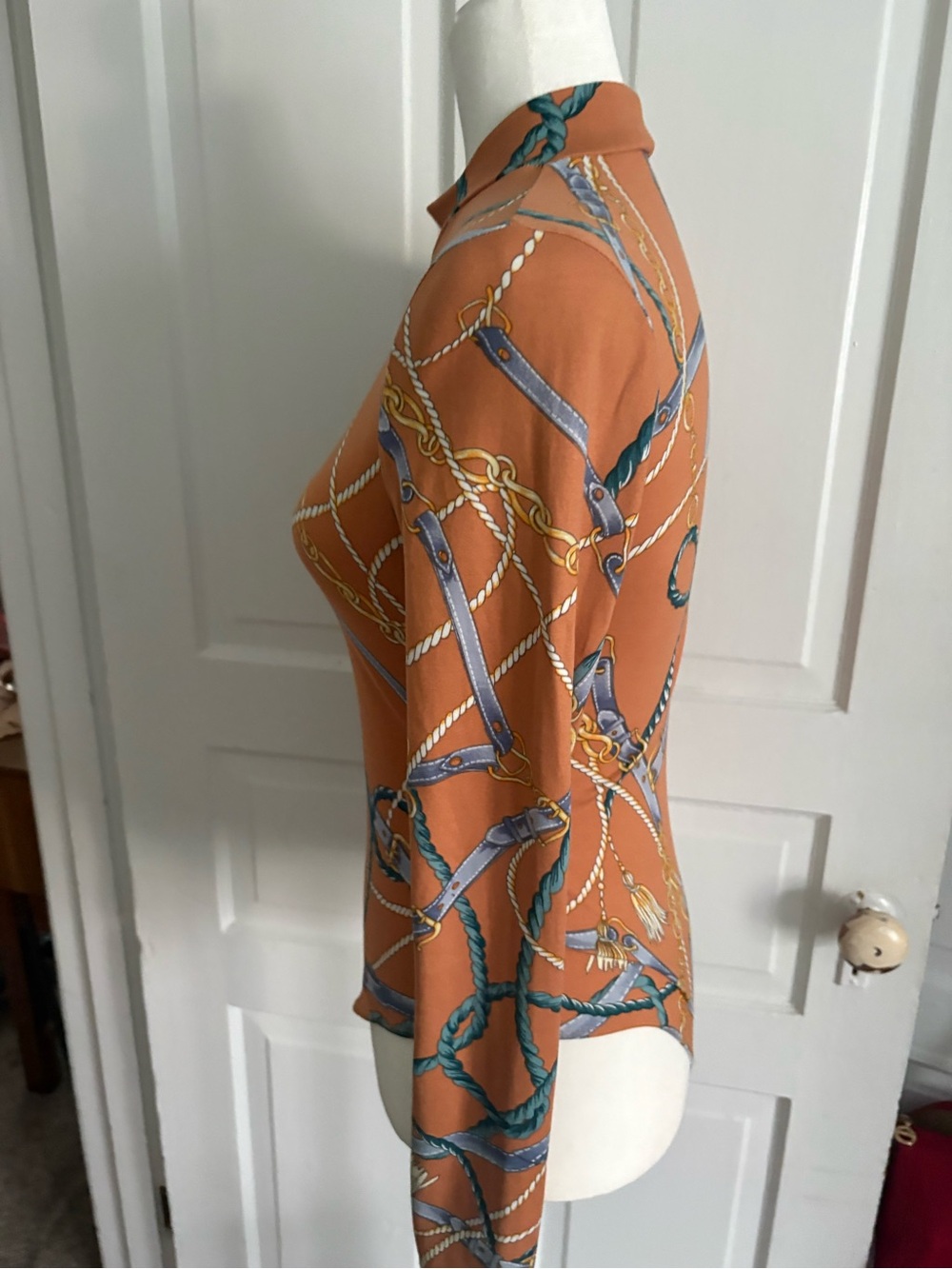 iris Rust Chain & Rope Print Mock Neck Bodysuit - Picture 5 of 8